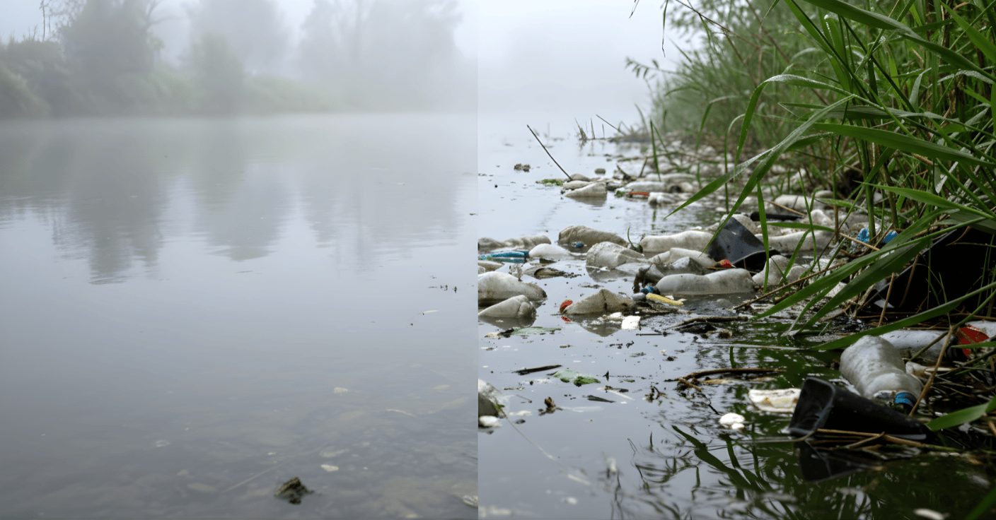 Plastic waste in river