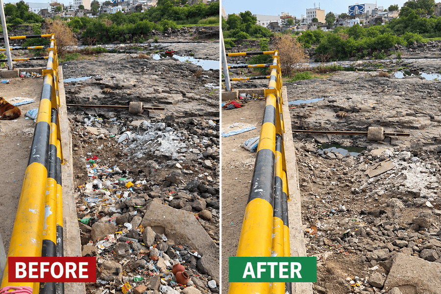 Plastic waste in river